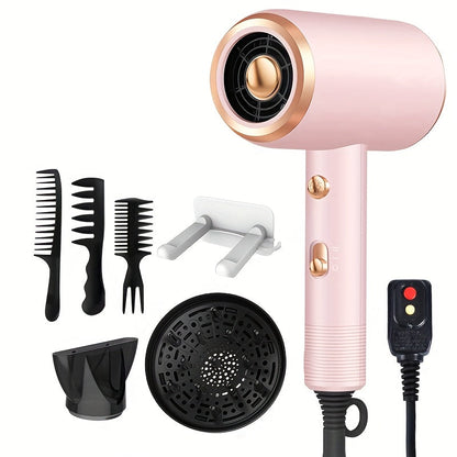 Ionic Hair Dryer 1600W with Diffuser Concentrator Nozzle 2 Speed 3 Heat Settings Cool Shot ALCI Safety Plug Brushed Motor Anti-Frizz Portable Blow Dryer for Straight Curly Wavy Hair Home Travel Salon