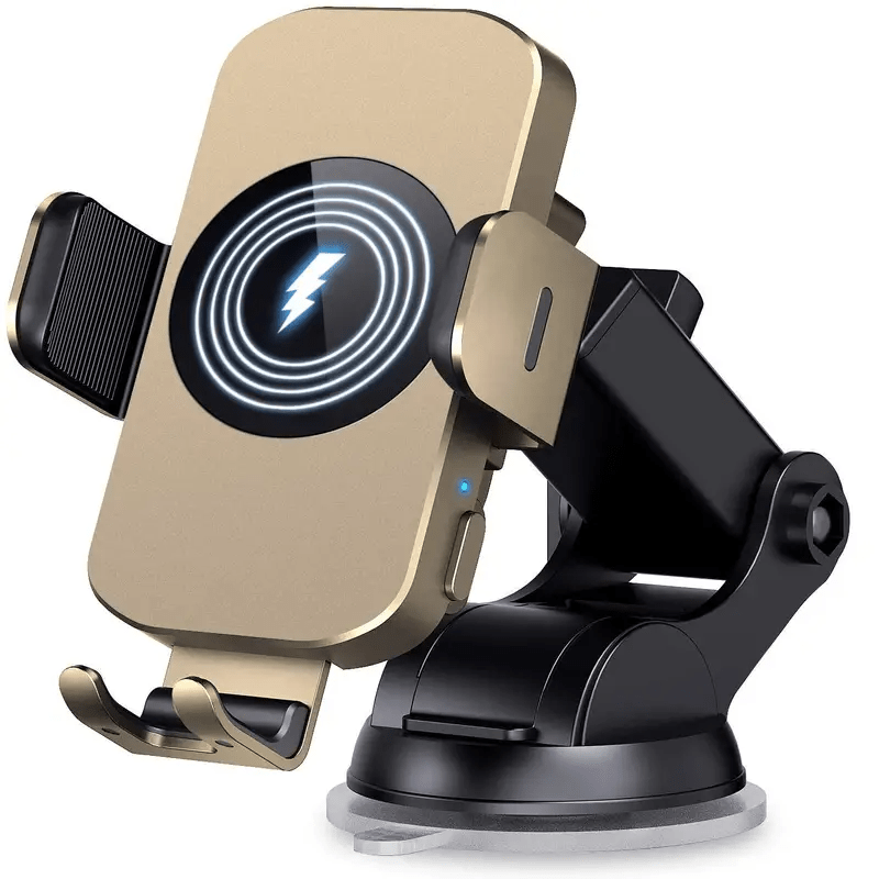 4-Color Wireless Car Charger Mount 15W Qi Auto-Clamping – Fast Wireless Charging Phone Holder for iPhone 17 16 15 14 13 12 11 Pro Max, Samsung Galaxy S24 S23 S22 S21 & All Qi Phones | Black Blue Red Gold