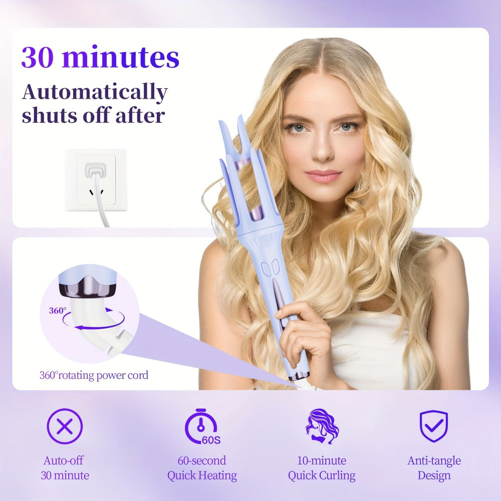Dual-Slot 32mm Curling Iron with 30-Minute Auto Shutoff, C301 Stand and Purple or Pink Finish