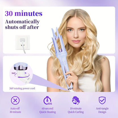 Dual-Slot 32mm Curling Iron with 30-Minute Auto Shutoff, C301 Stand and Purple or Pink Finish