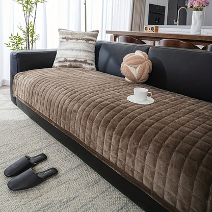 Plush Sofa Cushion Cover in Coffee, Gray or White with Two-, Three- and Four-Seat Size Options