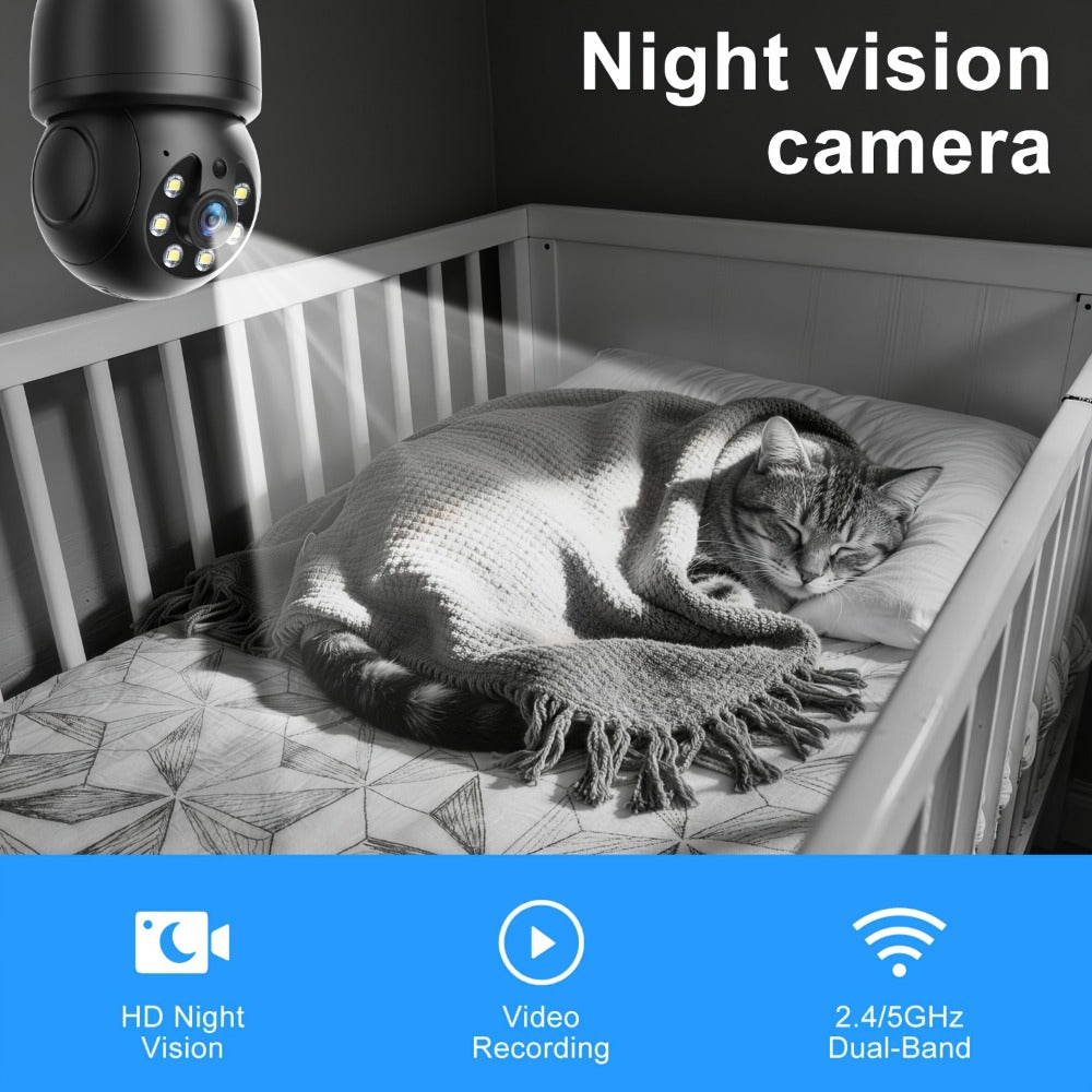 Security Camera 5MP Light-Bulb Model with Dual-Band WiFi, 360 Pan-Tilt, Color Night Vision and 1 or 2 Pack