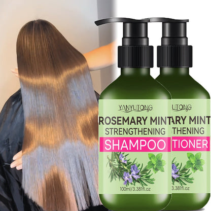 Three-Piece Rosemary Mint Hair Care Set with 3.38 oz Pump Shampoo, Conditioner and Oil Formats