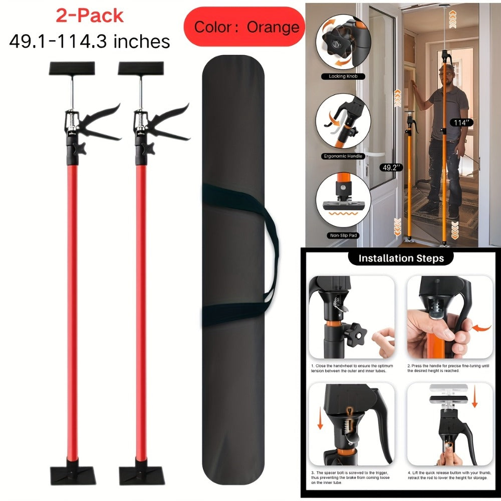 Adjustable Steel Support Rods for Drywall & Cabinet Installation, Extendable Construction Support Poles 19.7"-45.3" / 45"-114", Manual Lifting Tool Height Adjuster for Home Renovation, 2PCS & 4PCS Sets
