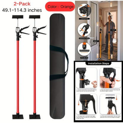 Adjustable Steel Support Rods for Drywall & Cabinet Installation, Extendable Construction Support Poles 19.7"-45.3" / 45"-114", Manual Lifting Tool Height Adjuster for Home Renovation, 2PCS & 4PCS Sets