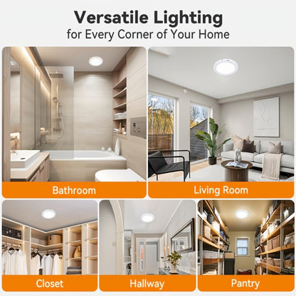 Wireless LED Ceiling Light with Motion Sensor 2 Pack - 5500mAh Rechargeable, Remote Control, 3 Brightness Modes, Magnetic Mount, No Wiring for Living Room, Kitchen, Bathroom, Hallway & Corridor