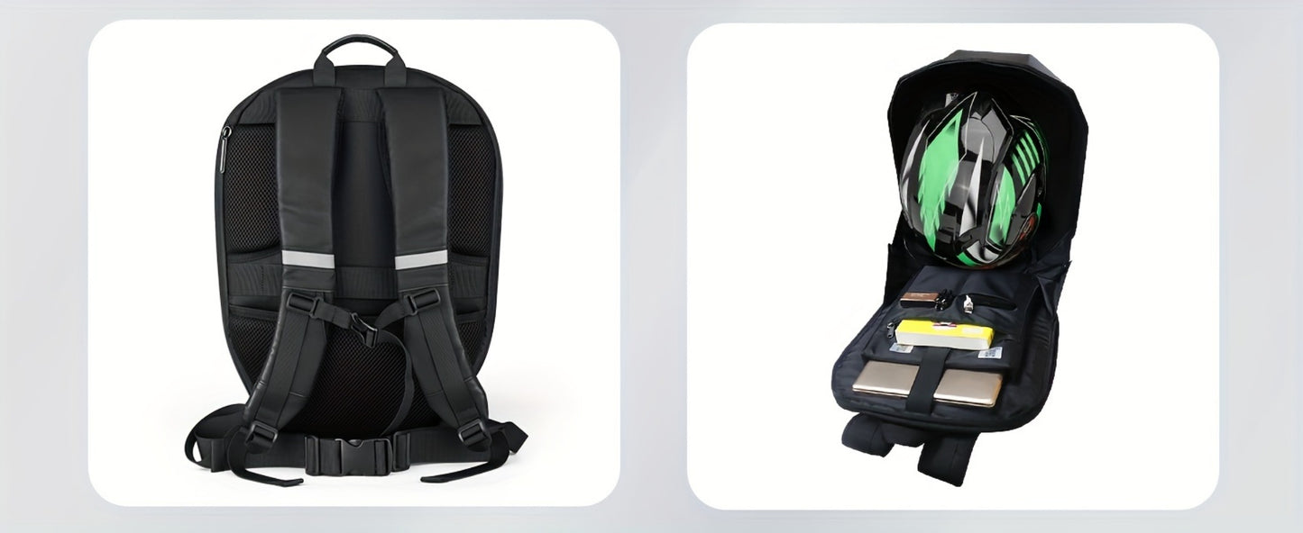 LED Motorcycle Backpack with Display Screen, Hard Shell Helmet Bag, USB Charging Port, 48x48 Dot Matrix Smart Riding Backpack, Large 19-Inch Laptop Compartment, Multiple Colors