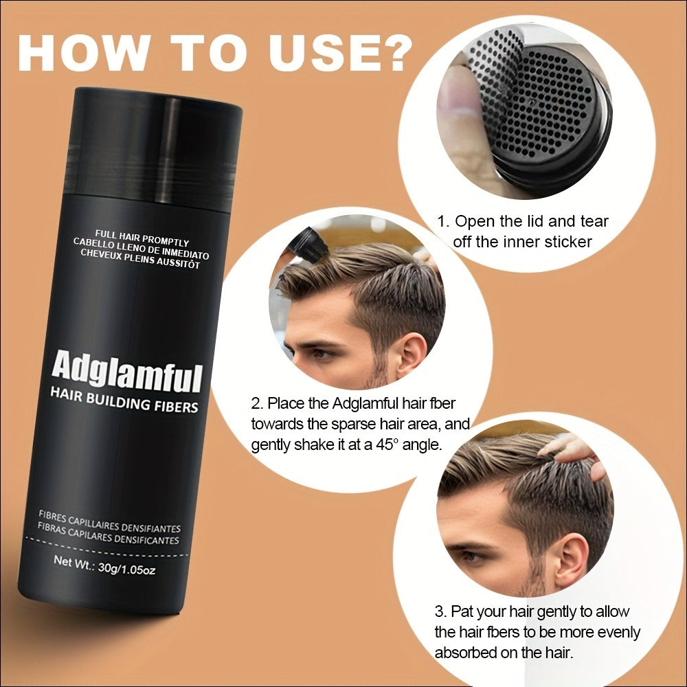 Large 30-Gram Hair Fiber Powder in Black or Dark Brown with Tall Shaker-Style Container Design