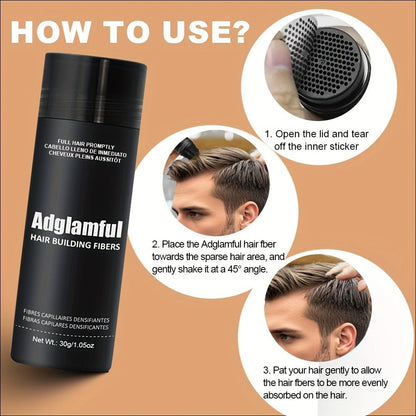 Large 30-Gram Hair Fiber Powder in Black or Dark Brown with Tall Shaker-Style Container Design