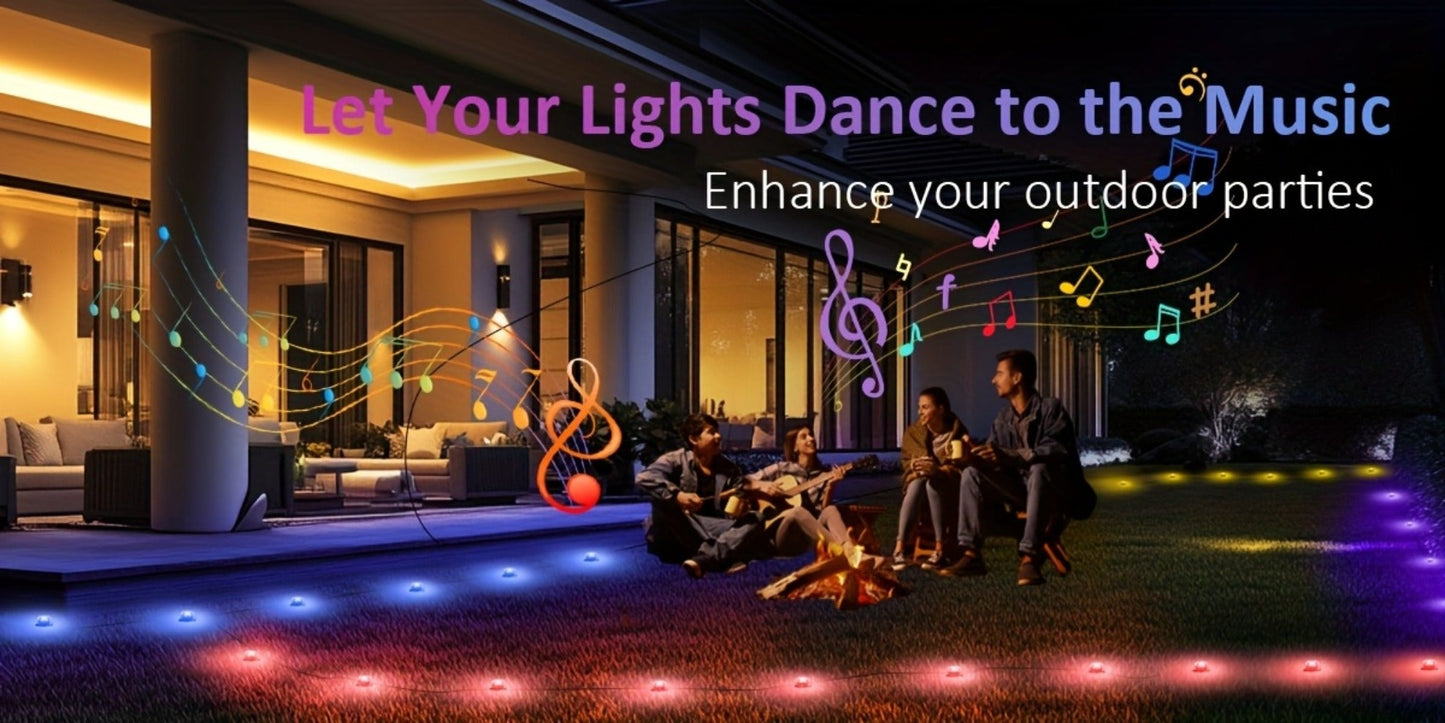 RGB Outdoor Pathway Lights 16 Million Color Changing Music Sync - Remote & APP Control Timer Waterproof 50FT to 200FT Ground Lights for Lawn Yard Garden Patio Christmas Halloween Party Decoration