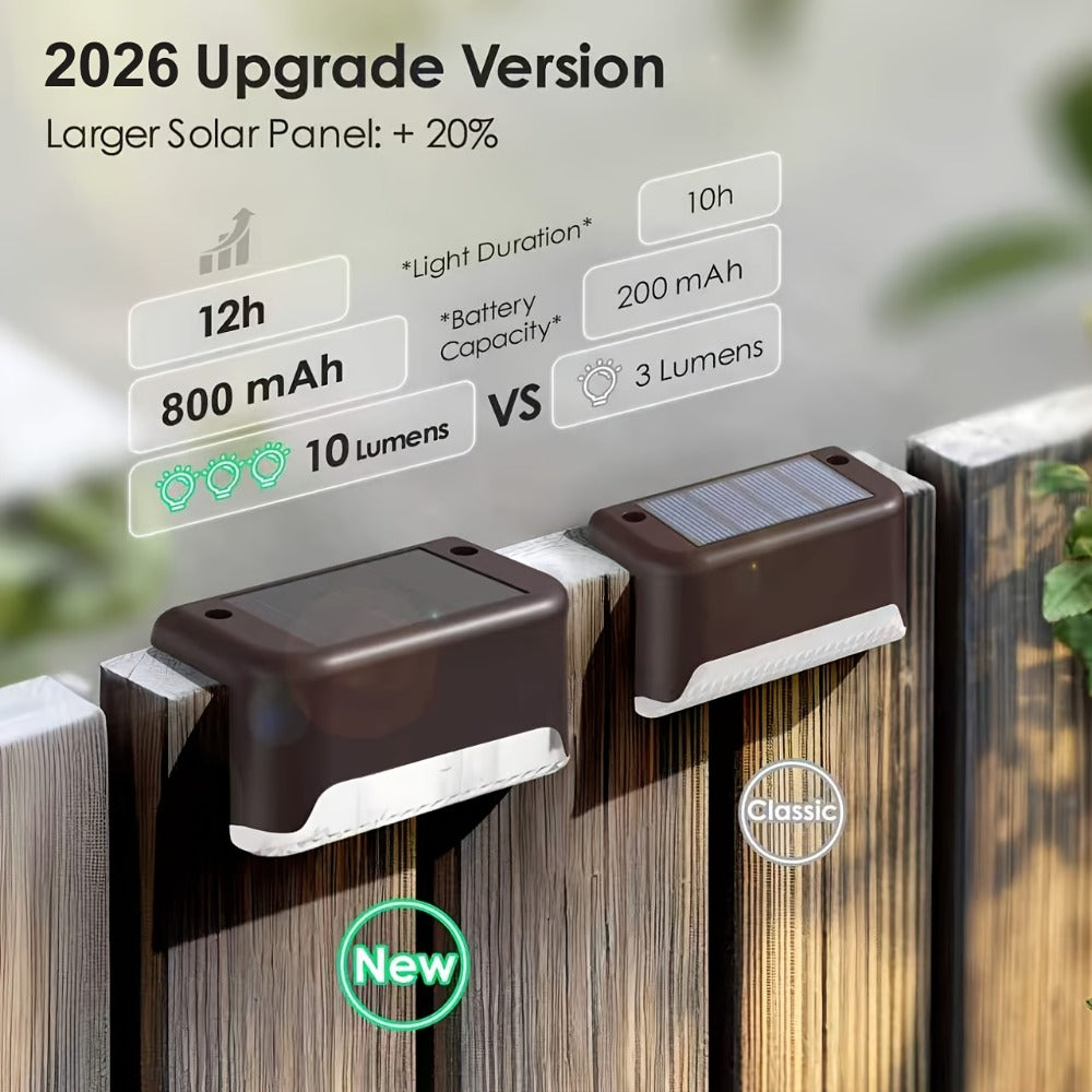 Solar Deck and Step Lights, 8- to 32-Piece Packs in Black, White or Brown with Integrated Panels