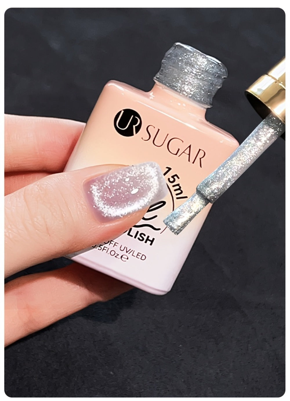 White Glitter Cat Eye Gel Polish Set 2pc Sparkling Magnetic with Stick Included | Soak Off UV LED 0.51oz Each Semi-Permanent 3D Nail Art | Salon & Home DIY Manicure Kit for Women Beginners