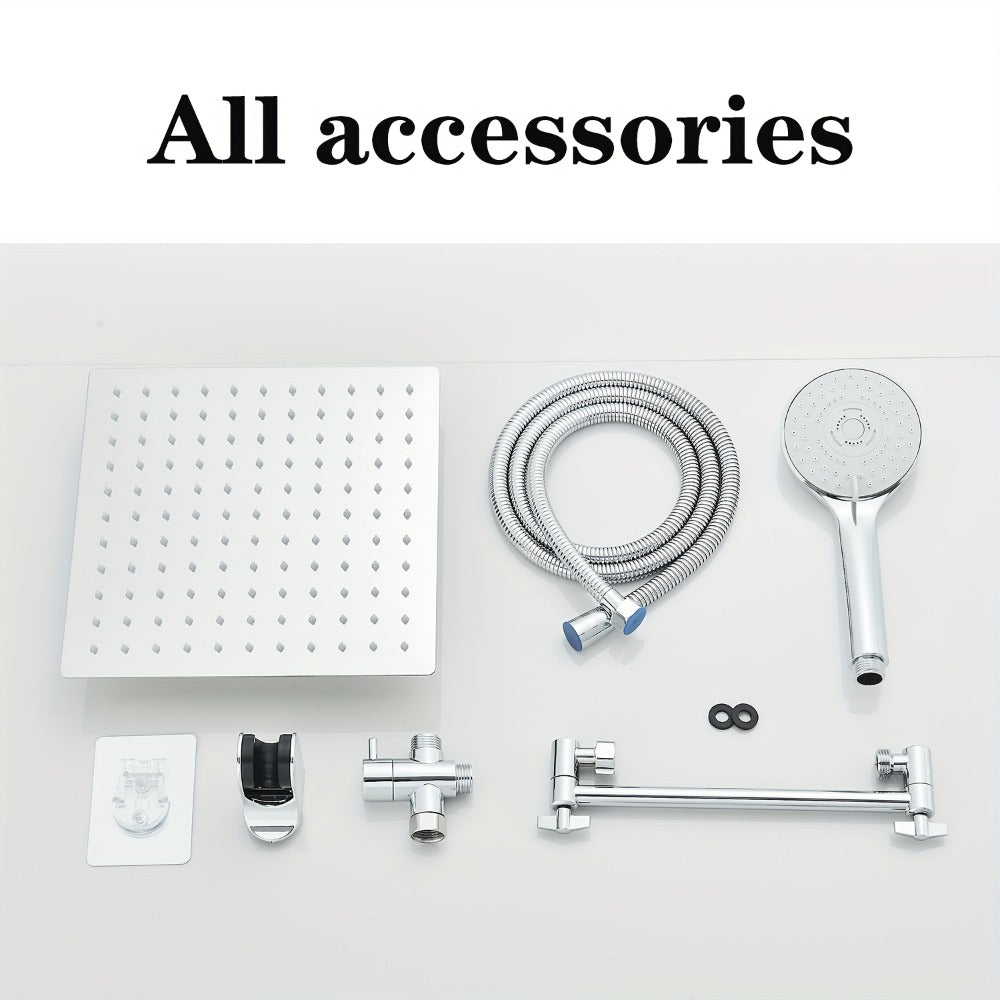 Rainfall and Handheld Shower Combo Sets with 8, 10 or 12-Inch Head Options in Chrome or Black