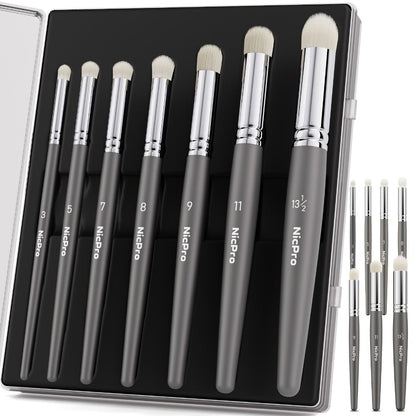 Dry Brush Set for Miniature Painting 7 Sizes – Professional Drybrush Kit with Storage Case | Hobby Detail Paint Brushes for Models Warhammer DnD Figures | Black & Gray | Gift for Hobbyists