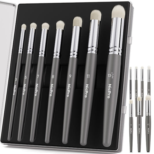 Dry Brush Set for Miniature Painting 7 Sizes – Professional Drybrush Kit with Storage Case | Hobby Detail Paint Brushes for Models Warhammer DnD Figures | Black & Gray | Gift for Hobbyists