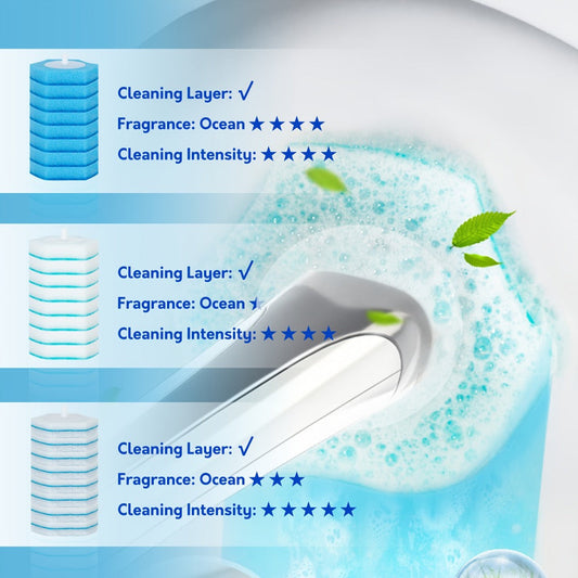 Disposable Toilet Brush Set with Refills & Holder - Wall Mounted or Floor Standing Toilet Cleaning System, 22/24/32 Replacement Heads, No-Touch Hygienic Bathroom Cleaner, Easy Bathroom Cleaning