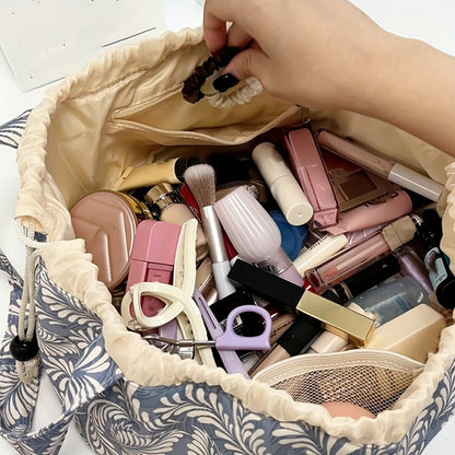 Makeup Bag – Drawstring Makeup Bag Wide Opening Flat Lay Oxford Fabric Machine Washable 12 Colors Travel Cosmetic Organizer Bag for…