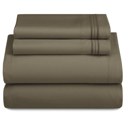 Bed Sheet Set 1800-Series Microfiber with Six Fitted-Sheet Sizes and Twenty Solid Color Choices