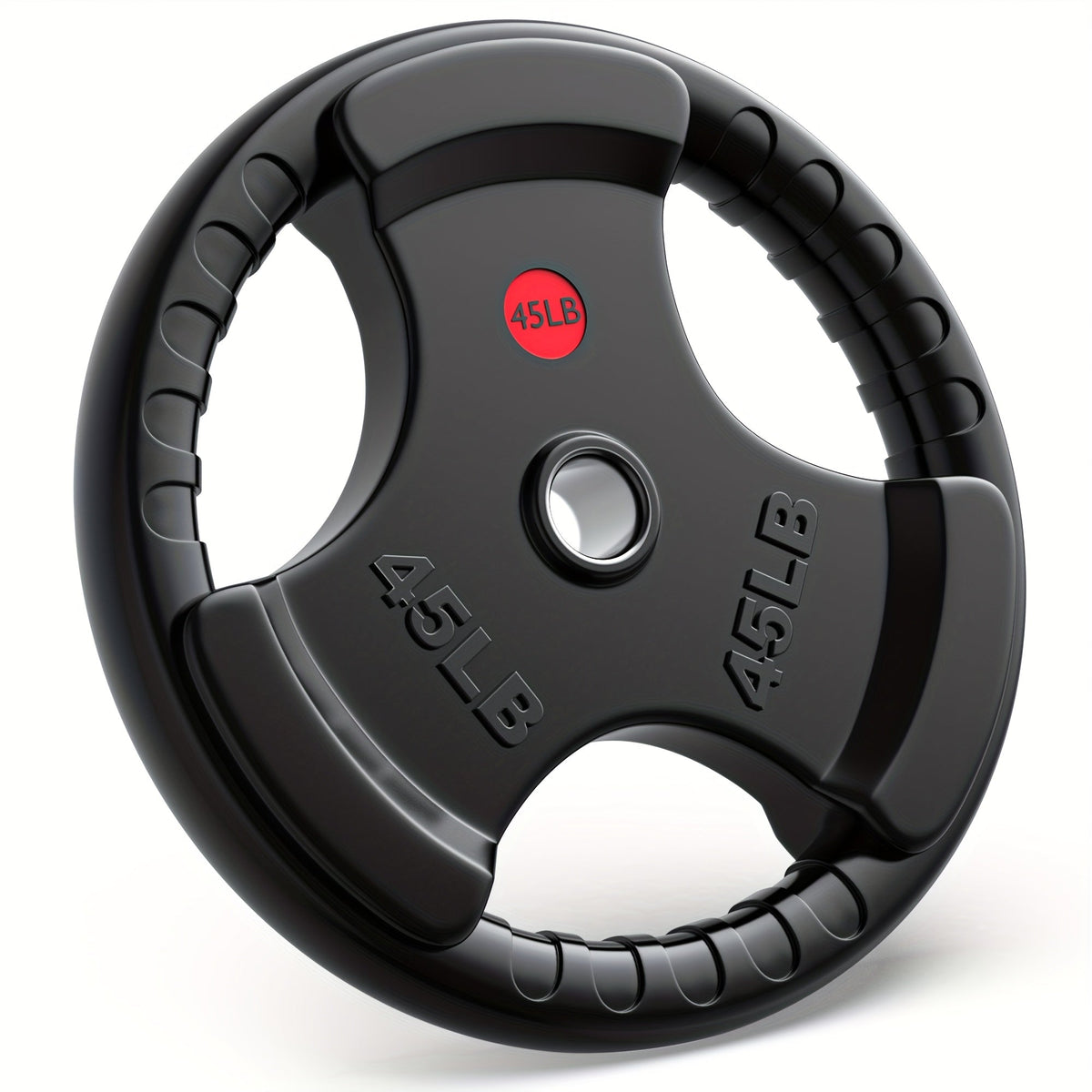 Tri-Grip Weight Plates with Three Hand Openings and 25, 35 or 45 lb Options for Barbell Training