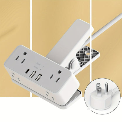 Power Strip Clamp-On Desk Edge Station with USB-A Ports, 6-Foot Cord, 1250W Output and 120V US Plug
