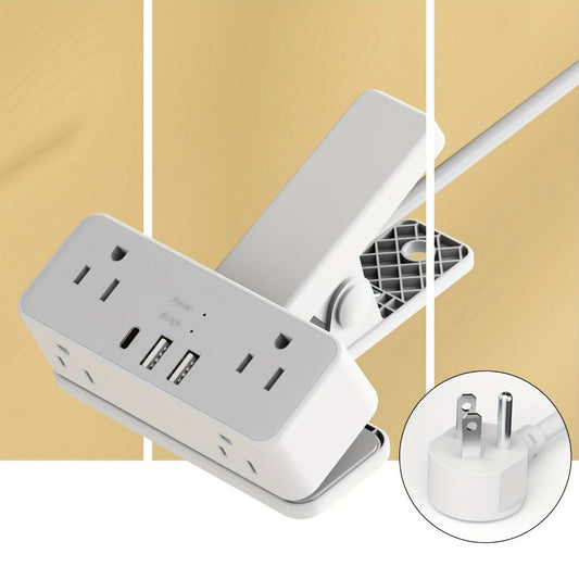 Power Strip Clamp-On Desk Edge Station with USB-A Ports, 6-Foot Cord, 1250W Output and 120V US Plug