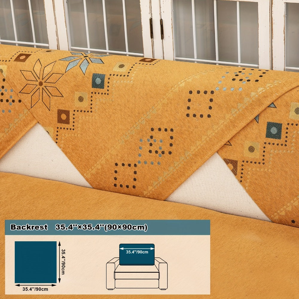 Sofa Cover Bohemian Geometric Panels for 1 to 4 Seats, Armrest or Backrest in Five Color Options