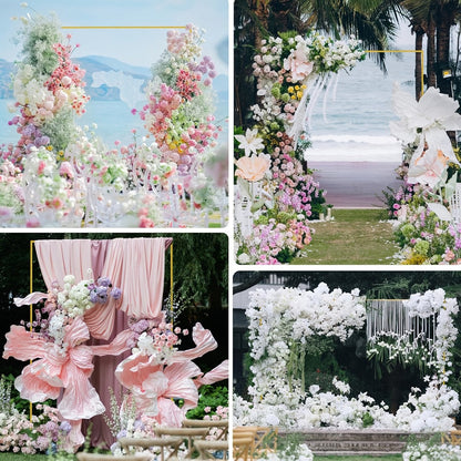 Backdrop Stand Gold Square Frame with 6.5, 6.6 and 8-Foot Selections, Adjustable Crossbar and Flat Feet