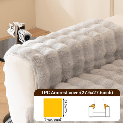 Sofa Cover Bubble Faux Rabbit Fur Panels with Silicone Non-Slip Backing for Seat, Armrest or Backrest