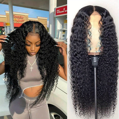 Body Wave Human-Hair 4x4 Lace Closure Wig in Black with Listed 180% Density and Five Length Options