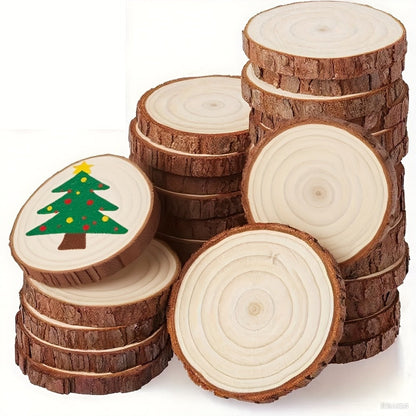 Wood Slices 28 Pcs Natural Log Bark Rounds for Crafts DIY Centerpieces Christmas Ornaments Wreaths Wedding Decor Painting Woodworking 2.76-3.54 Inch with or without Holes