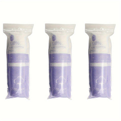 Round Cotton Makeup Remover Pads in 300- or 600-Count Packs with 5.8 cm Diameter and Stitched Edges