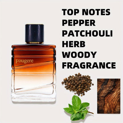 Eau de Toilette Pepper, Patchouli, Herb and Woody Fragrance for Men in 100ml Gradient Bottle