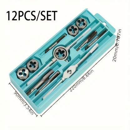 Metric Tap and Die Threading Set with M3 to M12 Sizes in 12- or 40-Piece Storage Case Configurations