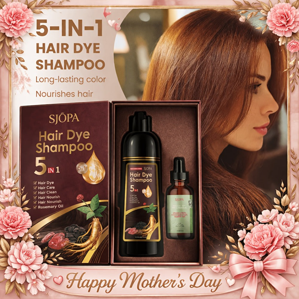 Hair Color Shampoo 5-in-1 Instant Gray Coverage Color Dyeing Conditioner 16.9oz – SJOPA No Ammonia Safe Natural Formula 12 Shades Unisex Men Women