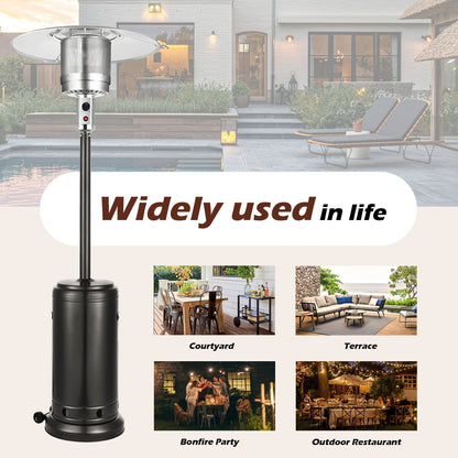 Propane Patio Heater 47000 BTU Outdoor Standing Heater with Wheels, 18-Foot Heating Radius, Fast Heat in 1 Min, Auto Shut-Off, Triple Protection for Patio Garden Deck Backyard Balcony