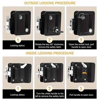 RV Door Lock Replacement – Travel Trailer Entry Door Lock with Deadbolt, Fits 2-3/4" x 3-3/4" Hole, 1-1/4" to 1-1/2" Door Thickness, Zinc Alloy, Includes 4 Keys, Compatible with Cargo & Horse Trailers