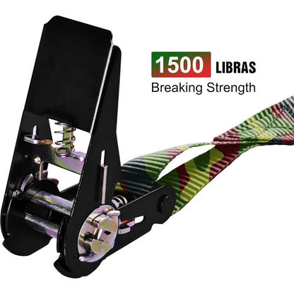 Ratchet Tie Down Straps 4-Pack 15FT 1,500 lb Break Strength Heavy Duty with Soft Loops & Storage Bag – High-Visibility Webbing for Motorcycle ATV Kayak Truck Bed Trailer Roof Rack