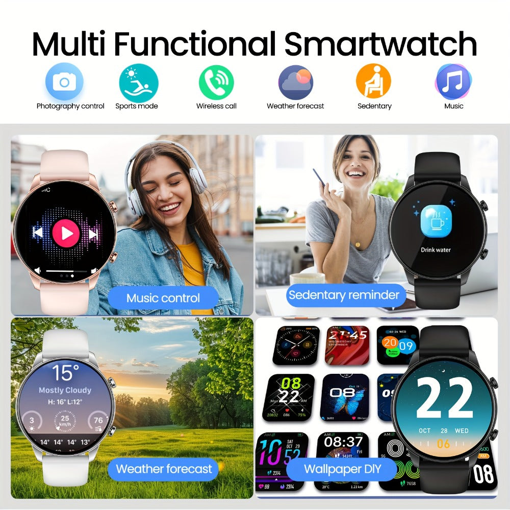 Smartwatch 2.01 Inch Round Dial with Calling, 100 Sport Modes, Games and Calculator with Two Band Styles