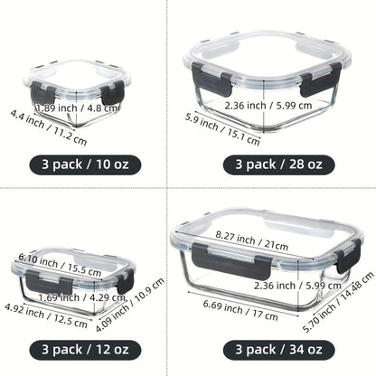 Glass Food Storage Containers with Airtight Lids - Borosilicate Glass Meal Prep Containers Set, Microwave Dishwasher Freezer Safe, BPA Free, Leak Proof Lunch Containers for Kitchen