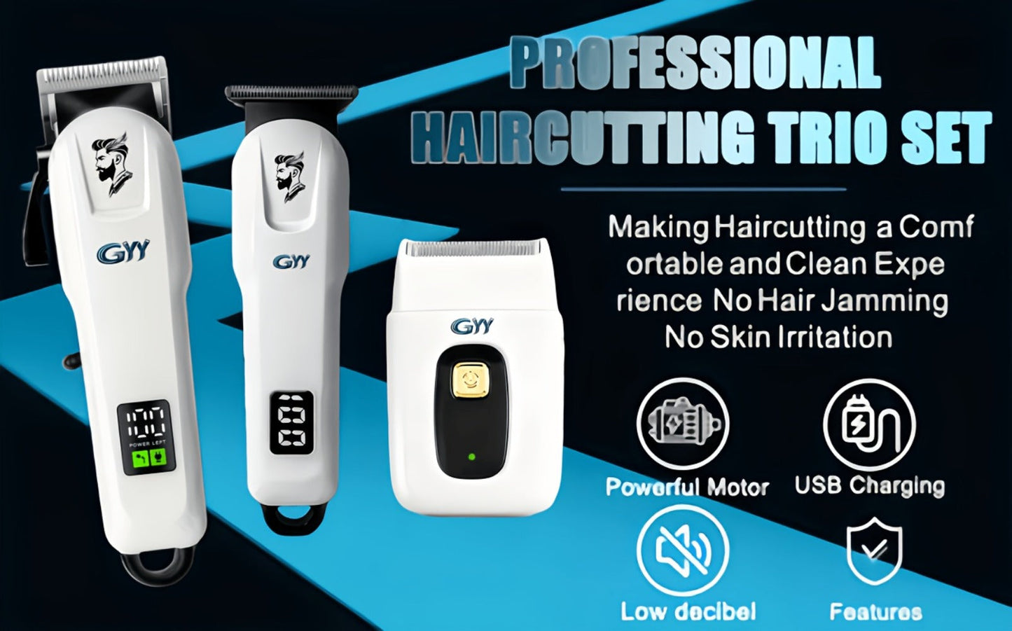 Hair Clipper Kit with Scissors for Home & Salon — Professional Stainless Steel Blade, Digital Display, USB Rechargeable Hair Cutting Set, Complete Grooming Kit, Gift for Father's Day & Birthdays