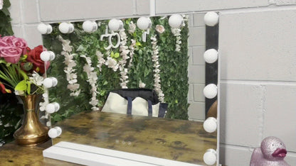Lighted Vanity Mirror with 15 LED Bulbs - Hollywood Makeup Mirror 23x19 Inch, 3 Color Dimmable Lighting, Wall Mounted or Tabletop, USB Port, Brightness Memory, White, Large Professional Beauty Mirror