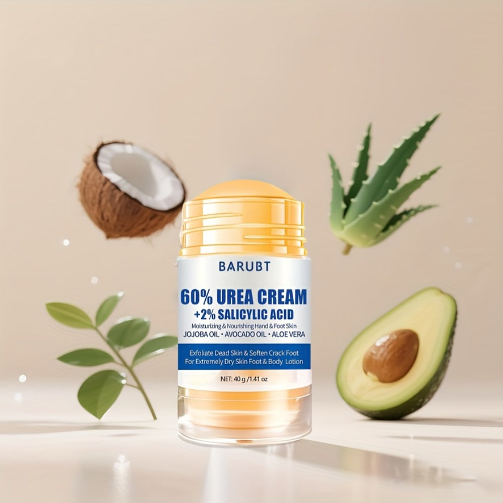 Two-Piece 40g Roll-On Foot Cream Set for Feet with 60% Urea and 2% Salicylic Acid Labeling