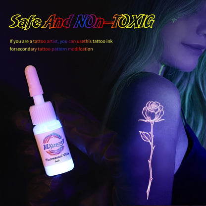 Tattoo Ink 8-Color UV Fluorescent Set with 5ml Bottles and Gallery-Shown Full Neon Color Range