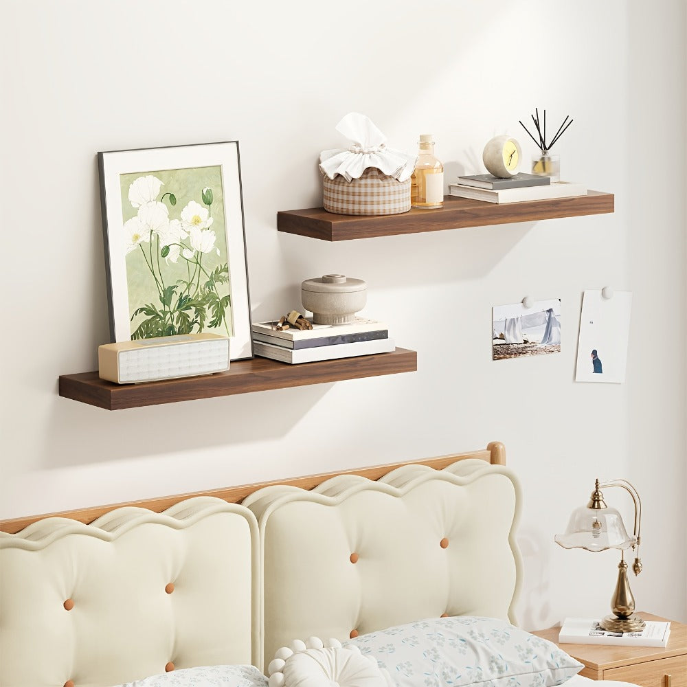Floating Wall Shelf Set with Concealed-Style Brackets, Multiple Finishes and 4- or 6-Piece Options