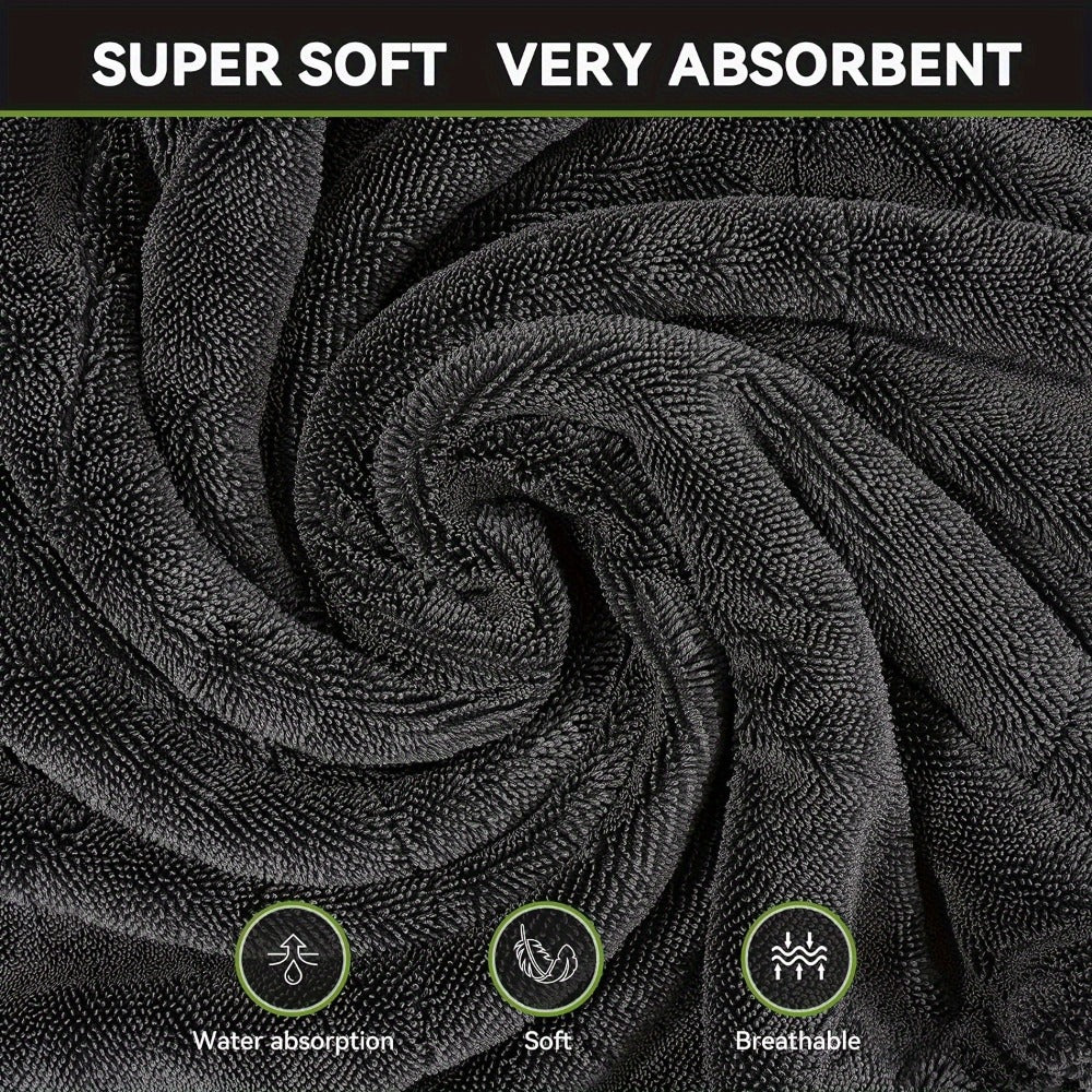 Microfiber Car Drying Towel 1300GSM – Edgeless Streak-Free Quick-Dry Detailing Towel, High Absorbency, XL Size 24x16" & 24x36" for Car Washing & Detailing