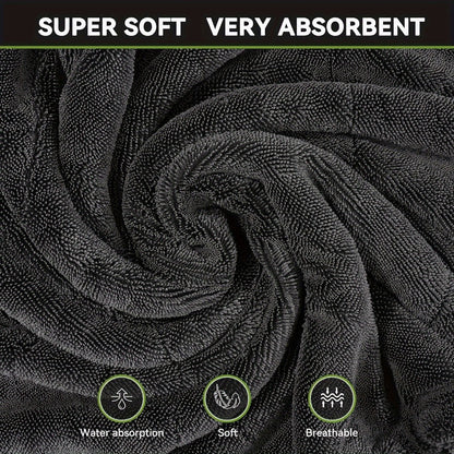 Microfiber Car Drying Towel 1300GSM – Edgeless Streak-Free Quick-Dry Detailing Towel, High Absorbency, XL Size 24x16" & 24x36" for Car Washing & Detailing