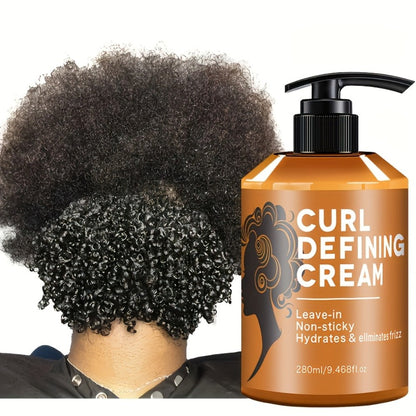 280ml Curl Styling Cream with Argan and Jojoba Oils in an Amber Leave-In Pump Bottle for Wavy Hair