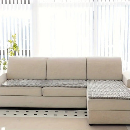 Jacquard Couch Cover Set of 2 Solid Color Corduroy Plush Thick Soft Non-Slip Machine Washable Pet Friendly for 2 3 4 Seat Sectional Sofa Living Room Bedroom