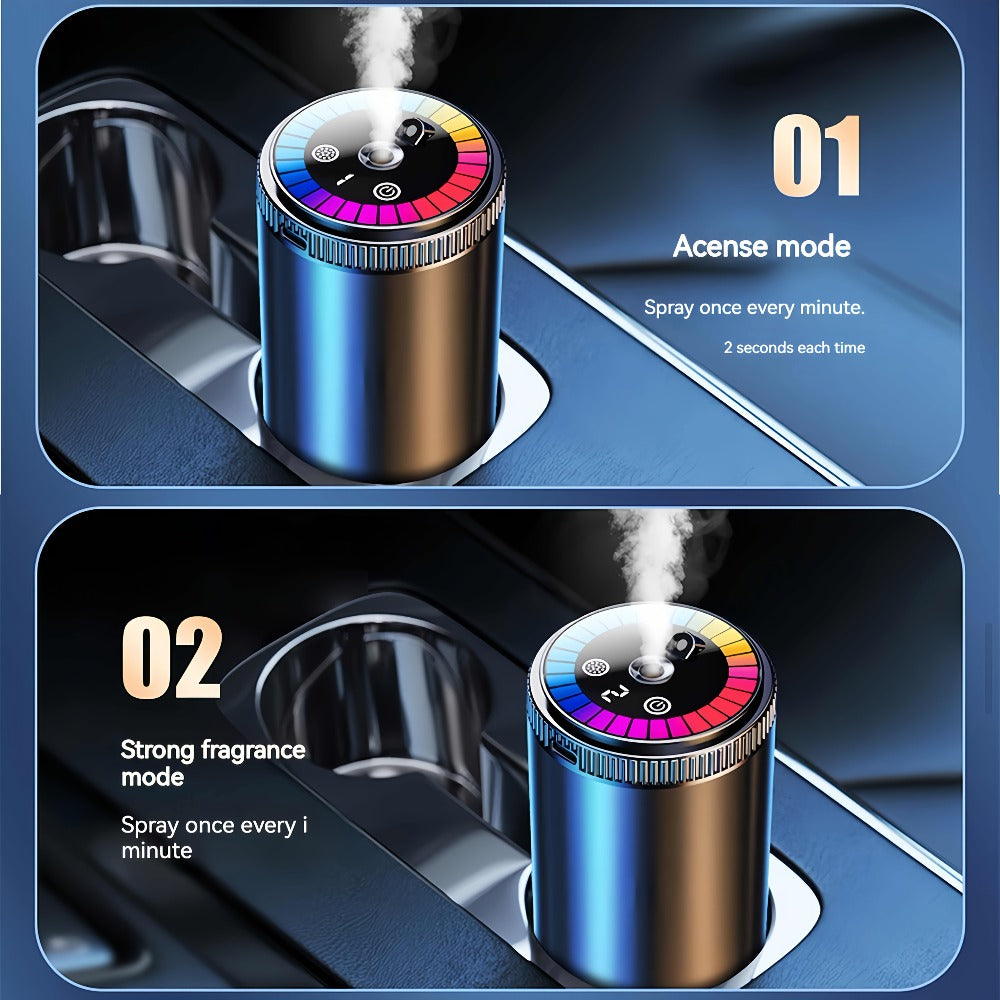 Car Aromatherapy Diffuser with Dynamic Light Show & Starry Sky Mode – Adjustable Scent Intensity, USB Rechargeable, Eliminates Odors, Gardenia, Lavender, Marine & Cologne Scents