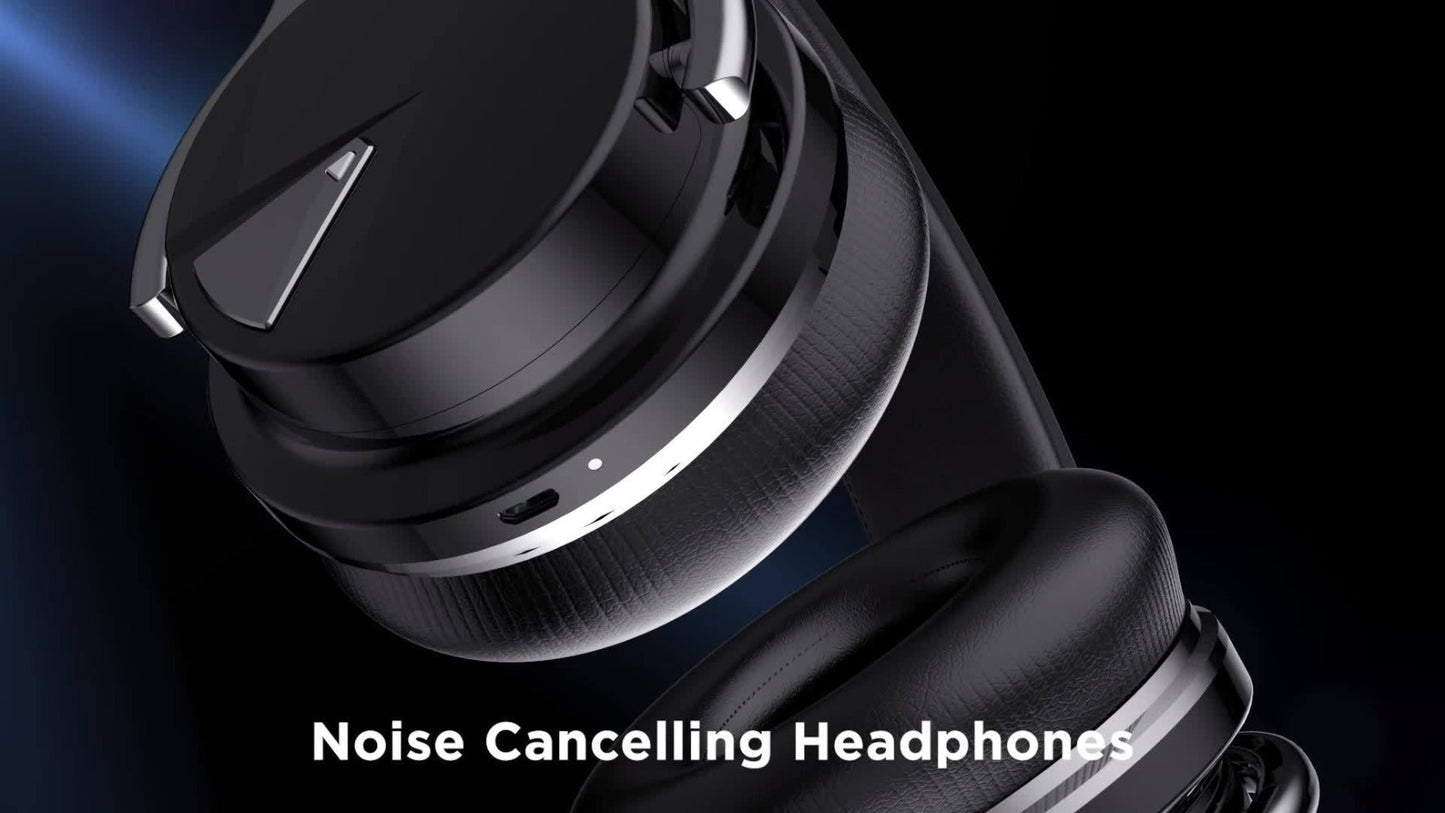 ANC Over-Ear Wireless Headphones Bluetooth 5.2 Deep Bass 45mm Drivers 30 Hours Playtime Dual Microphone Protein Earpads Foldable for Travel Work Study